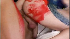 Painted boyfriends fucks in the doggy style pose