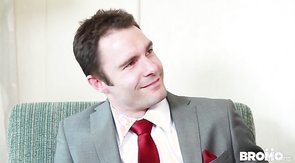 Service man gives a blowjob for a rich buddy