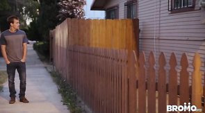 Two friends are getting topless in the garage