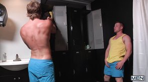 Sexy cocksucker gives a head in the shower