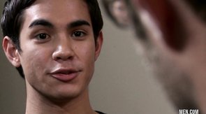 Skillful student gives a deep blowjob for a director