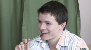 Sexy young man is swallowing a juicy boner in the classroom