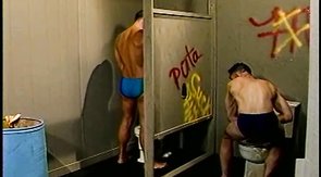 Angelic guys with hard dicks are having a gloryghole action