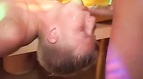 Boyfriend's face covered in sticky liquid