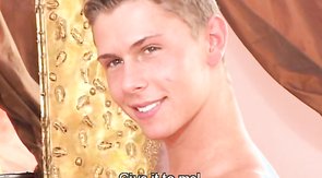 Soloing lover is slowly jerking his hard boner