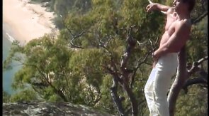 Kinky lovers are having outdoor picturesque sex