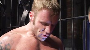 Anal sex in cage with a submissive slave and dominator