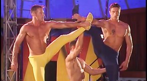 Circus actors are relaxing after making some stunts