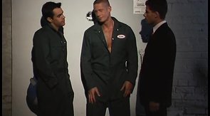 Three repairmen are sucking tasty cocks of each other