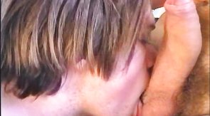 Dark-haired and really hot twink sucking cocks