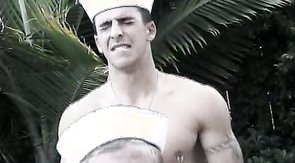 Jacked-up dude fucking a twink-y sailor boy