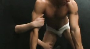 Hairy cock dude plows this guy via a glory hole