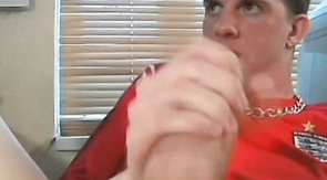 Hung England fan jerking off during his Skype session