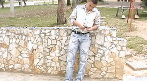 Two dark-haired twinks making out and sucking cock