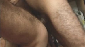Hairy cock dude gets his asshole banged from behind