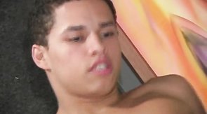 Baby-faced twink riding this meaty black cock