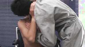 Dude with longish hair sucks his BF's meaty cock