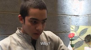 Long-haired Latino twink drops to his knees to suck cock