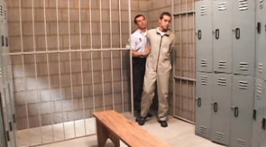 Prison fucking scene featuring a hung guard