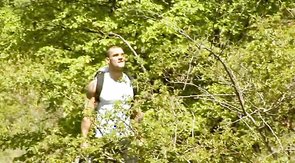 Blonde dude blows his hung boyfriend outdoors