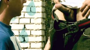 Big-dicked dude gets face-fucked outdoors