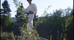 Karate stud gets to watch a gay face-fucking session