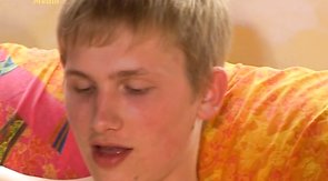 Blond-haired dude gets a sloppy BJ from his BF