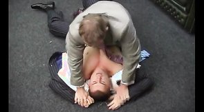 Older guy pins down and face-fucks this twink