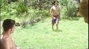 Outdoors fucking with many hung twinks