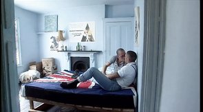 UK skinhead-like chaps making out and fucking on a bed