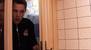 Long-haired twink gets fucked in the ass on camera