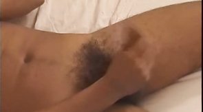 Hairy cock stud cums all over his own face - selfsucking