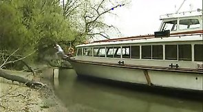 Hardcore anal by the river with two hung twinks