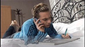 Long-haired blonde stud is waiting for a good cock