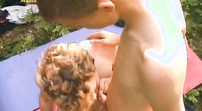 Young boys sucking each other off outdoors