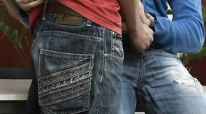 Lanky boy gets a sloppy blowjob from his partner