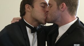 Men in black are enjoying sucking dicks on wedding ceremony