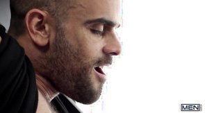 Sweet man swallows a fat dick of his partner