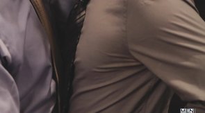 Cocksucker in blue shirt is giving an outstanding head