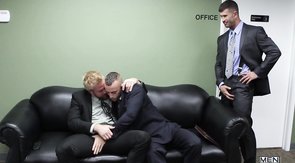Crazy double blowjob by the lusty The Gay Office performers