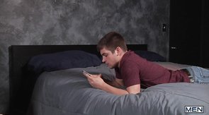 Sweet straight gives an awesome blowjob in the bedroom