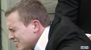 Stunning outdoor 3some with passionate sharp-dressed men