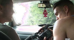 Relaxed Men Of UK are kissing in the forest