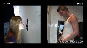 Great gloryhole action between a sexy gay and a horny straight