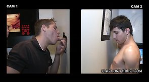 Cock-lover is giving a head for a straight man at the Ungloryhole