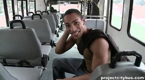 Interracial blowjob in the video by Project City Bus