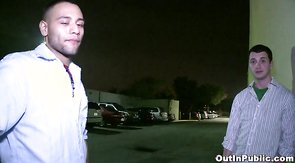 Black hunk seducing white male in the clip by Out In Public