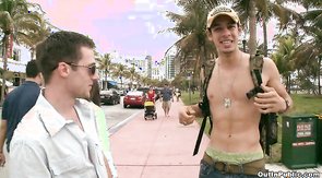 Sexy hunks walking in a sunny day and showing their bodies