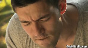 Amazingly hot-looking public sex with cute hunks in the garden