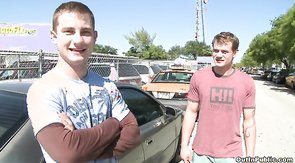 Two crazy jocks are having filthy outdoor oral sex